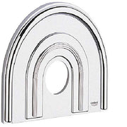 Chrome and matte chrome rectangular escutcheon with concentric arched trim rings and central opening.