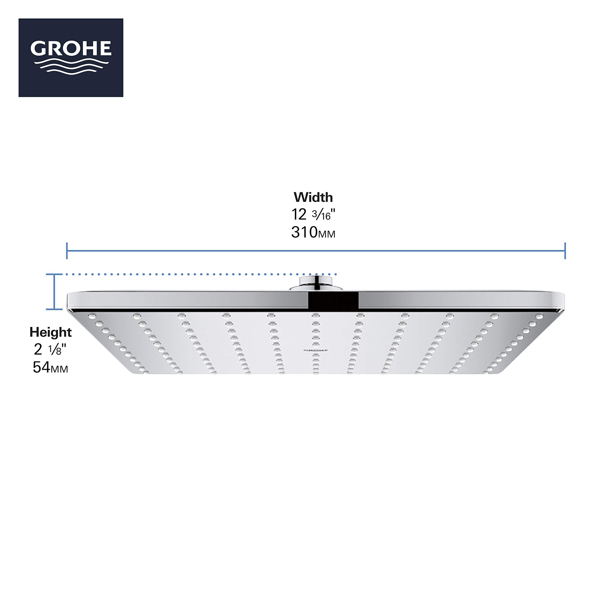 Grohe Rainshower 265702430 310 Mono Shower Head, 12" - 1 Spray, 1.75 gpm in Matte Black
