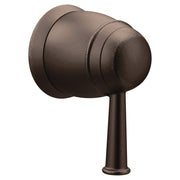 Old World Bronze shower volume control valve trim with rounded knob handle and cylindrical mounting base.