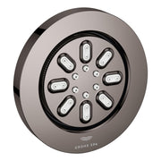 Round hard graphite body spray with eight spray nozzles arranged in circular pattern.