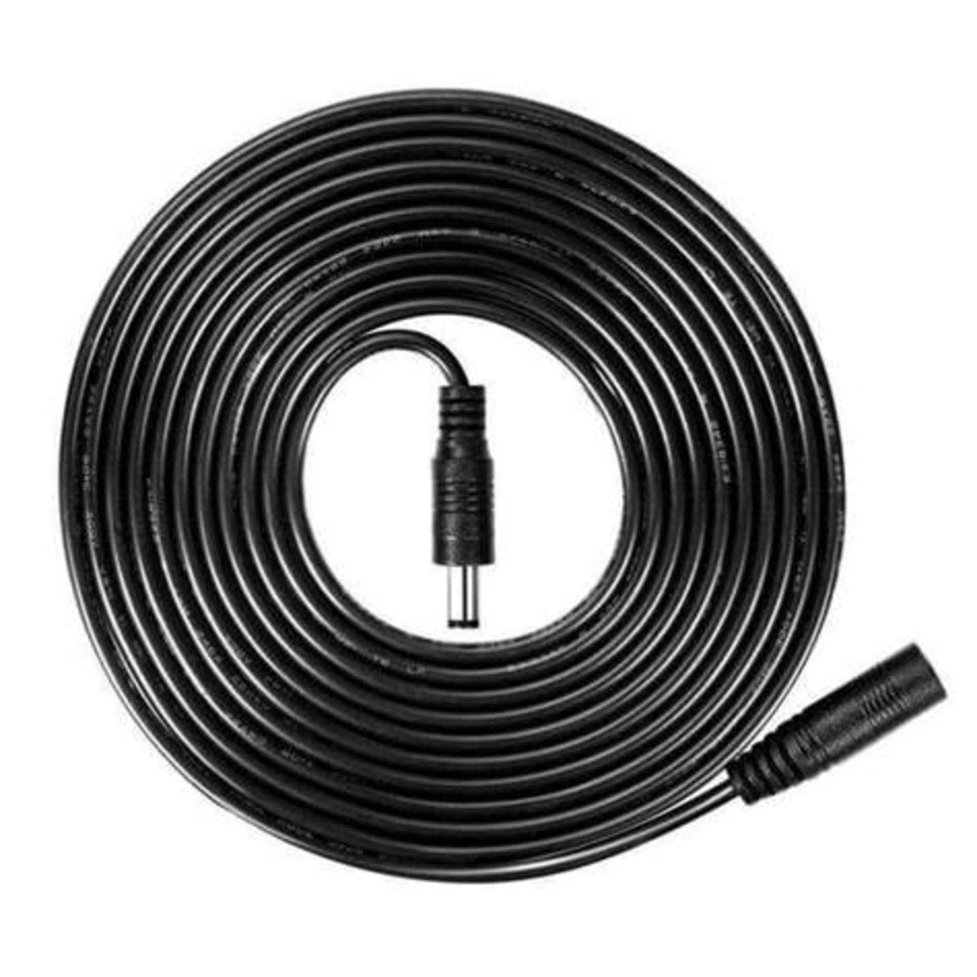 Black coiled extension cable with male and female connector ends for water monitor device.