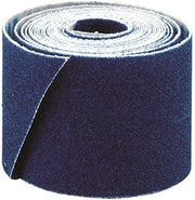 Blue abrasive sand cloth roll, 1.5 inches wide, partially unrolled to show textured grit surface.