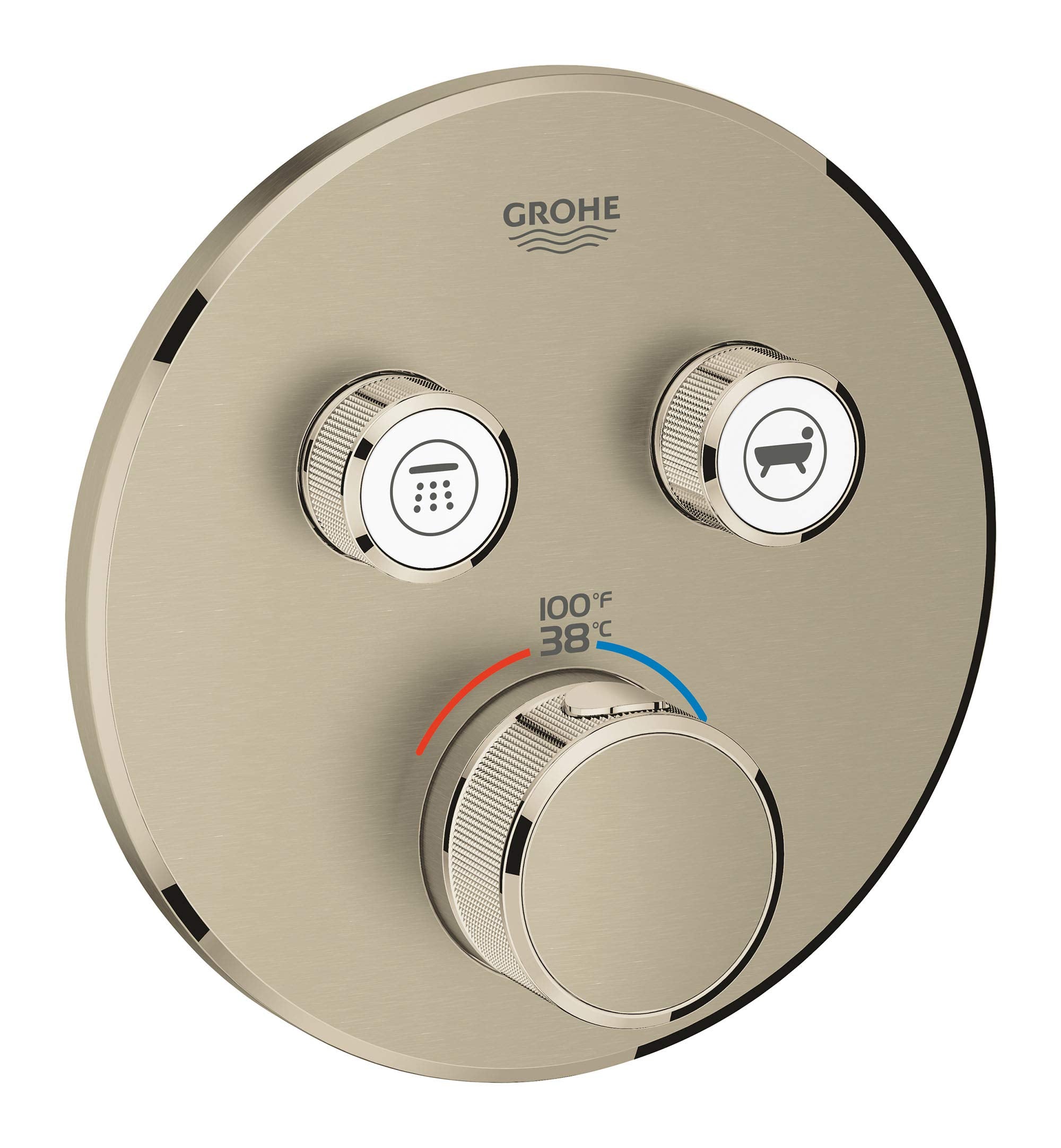 Grohe Grohtherm 29137EN0 Dual Function Thermostatic Valve Trim in Grohe Brushed Nickel