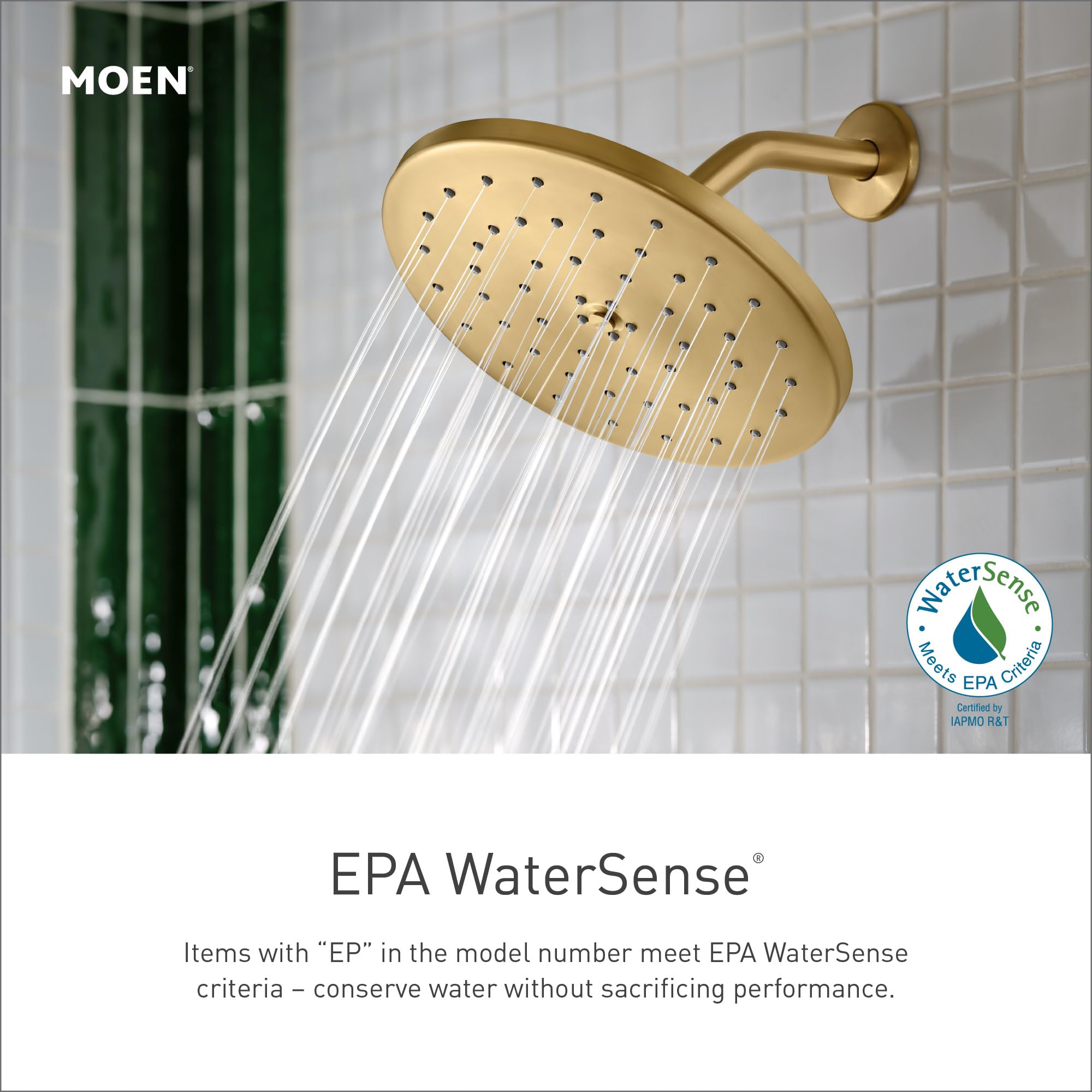 Moen Verso Adjustable 9" Diameter Eco Performance 1.75gpm Spray Head Rainshower in Brushed Gold - 220R3EPBG