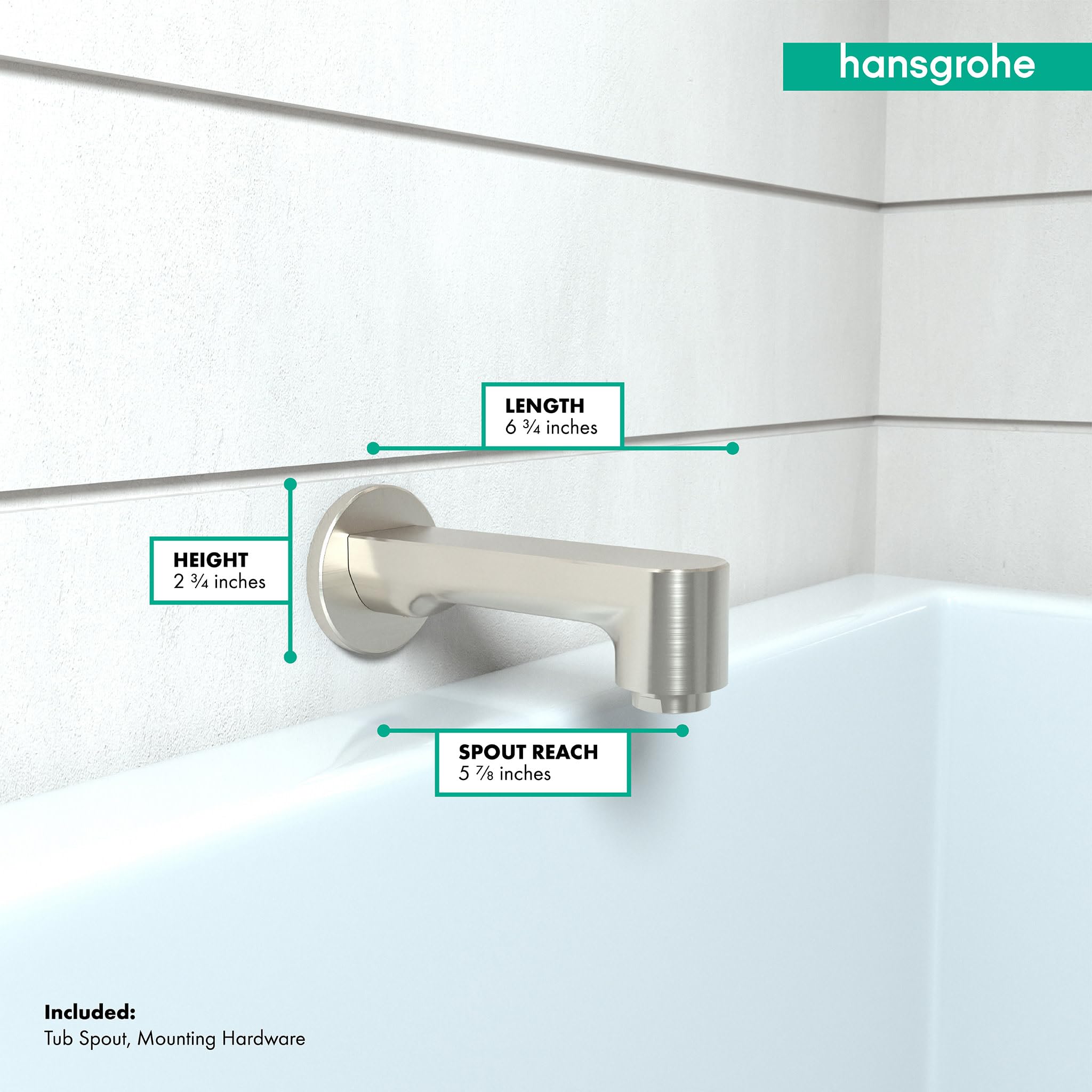 Hansgrohe 14413821 Metris S Tub Spout in Brushed Nickel