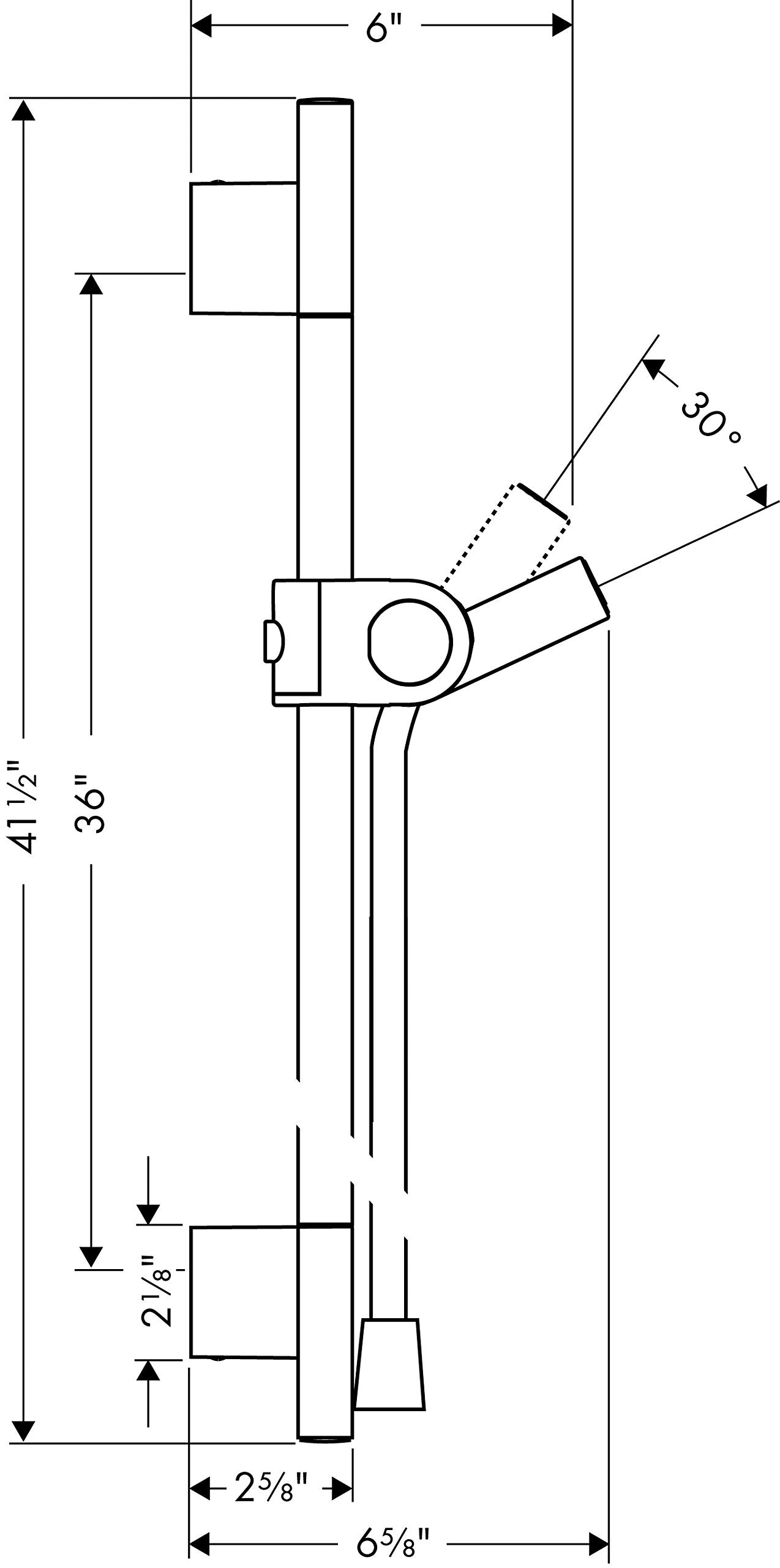 Chrome wallbar shower system with vertical rail, adjustable handshower holder, and angled spray head mounted on wall.
