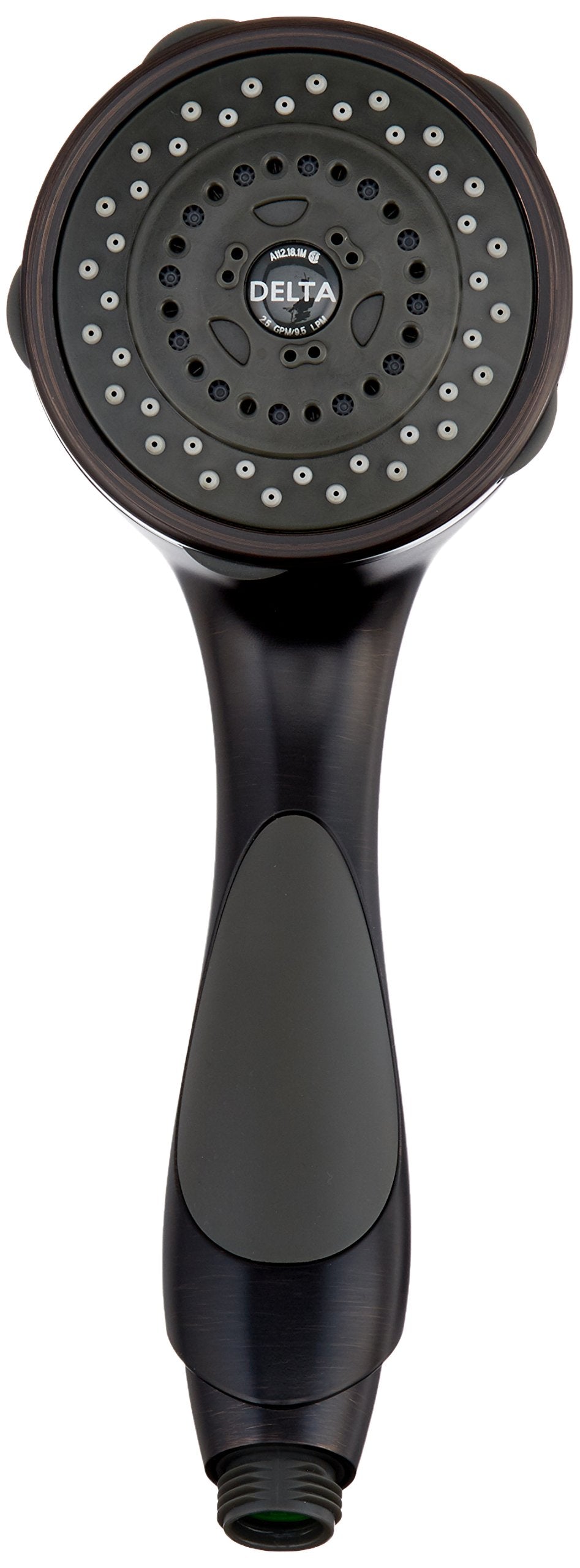 Venetian bronze hand shower head with multiple spray jets and ergonomic grip handle.