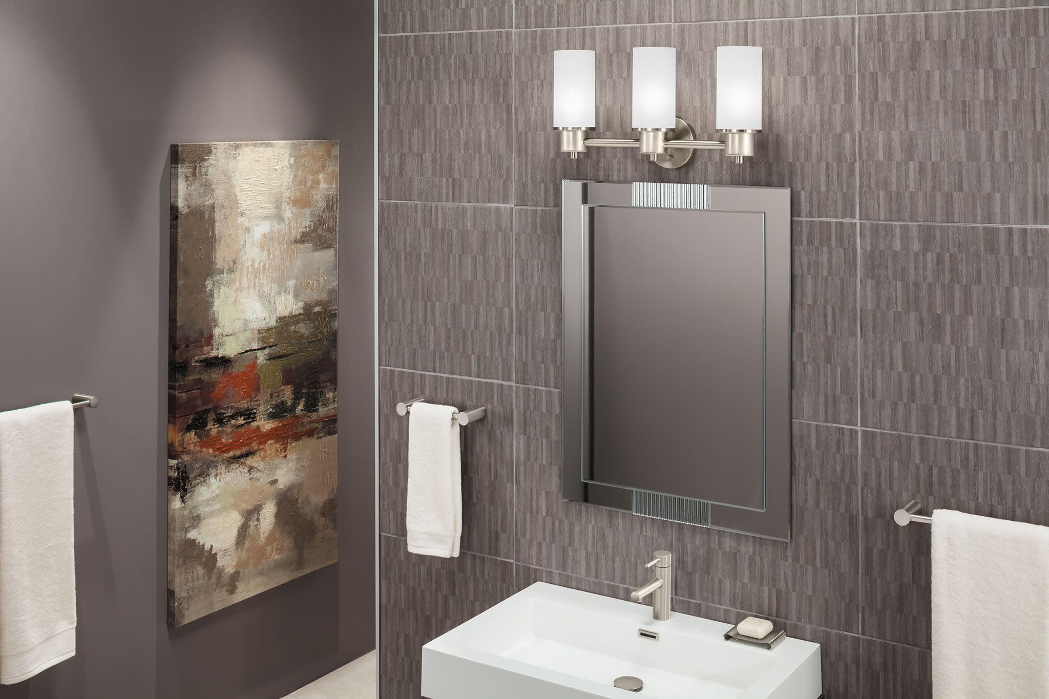 Moen One Handle Modern Bathroom Faucet with Drain Assembly and Optional Deckplate in Brushed Nickel - 6190BN