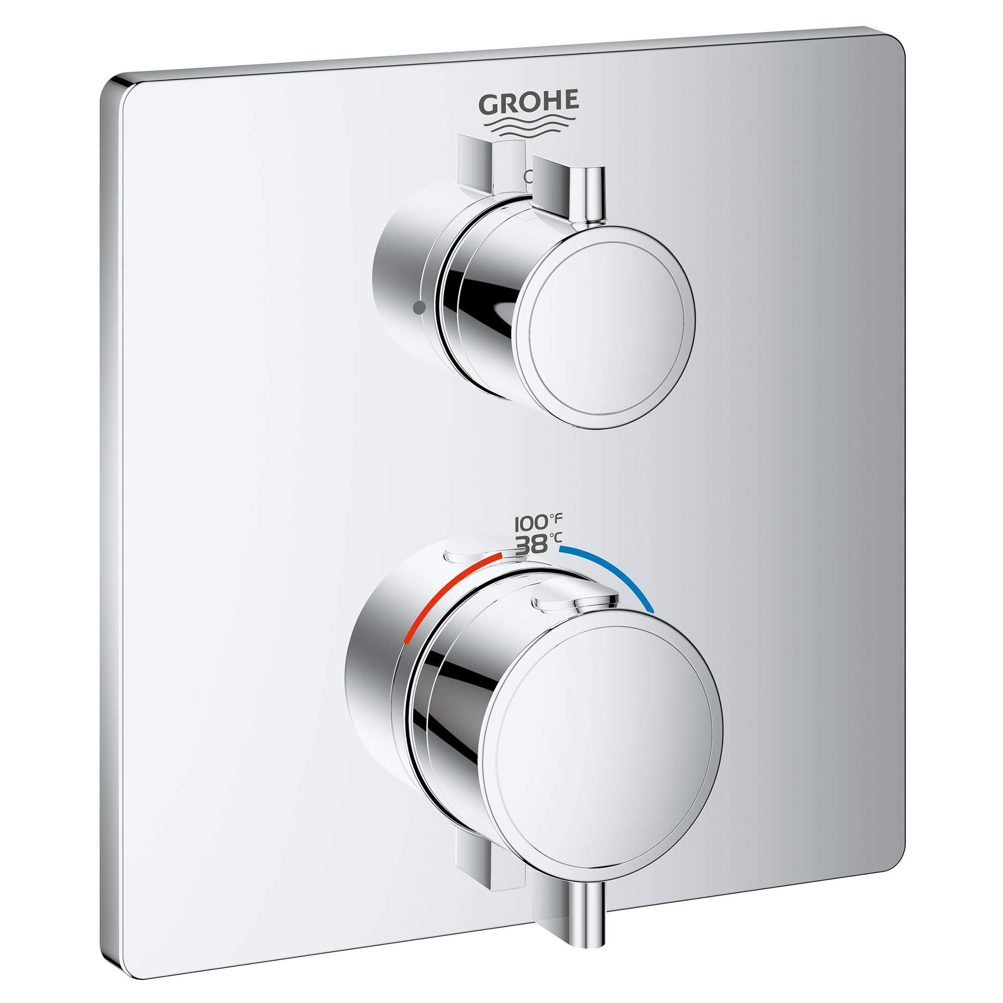 Grohe Grohtherm 24110000 Single Function 2-Handle Thermostatic Valve Trim in Grohe Chrome