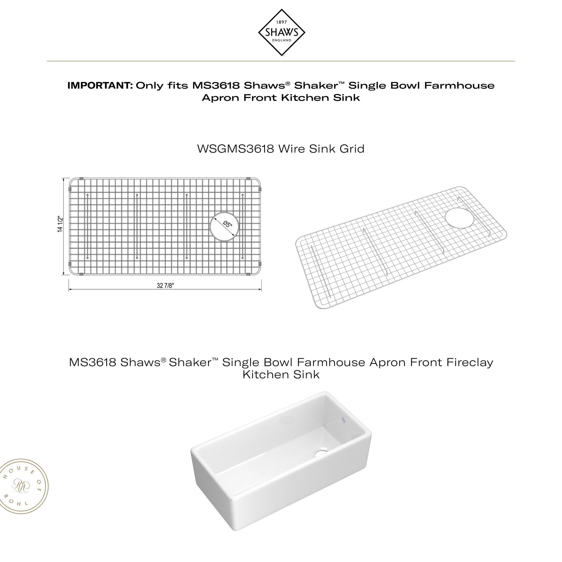 Stainless steel wire grid with rectangular shape and small circular cutout, dimensions 32 7/8" x 16 1/2".