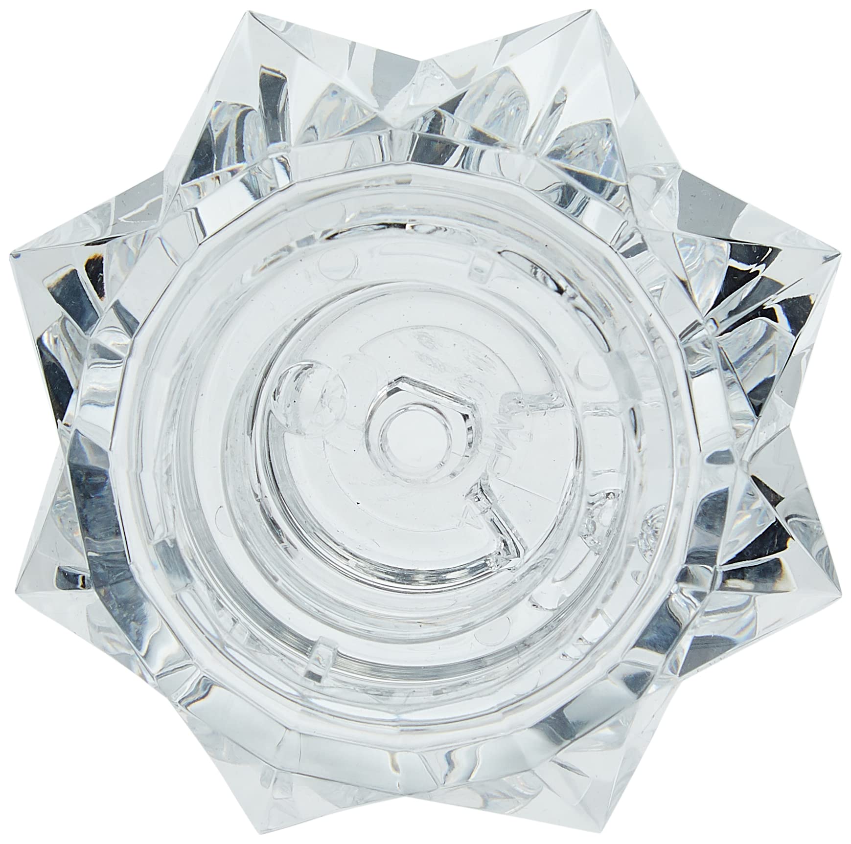 Clear acrylic star-shaped knob handle with chrome center mounting hardware for Roman tub faucet.