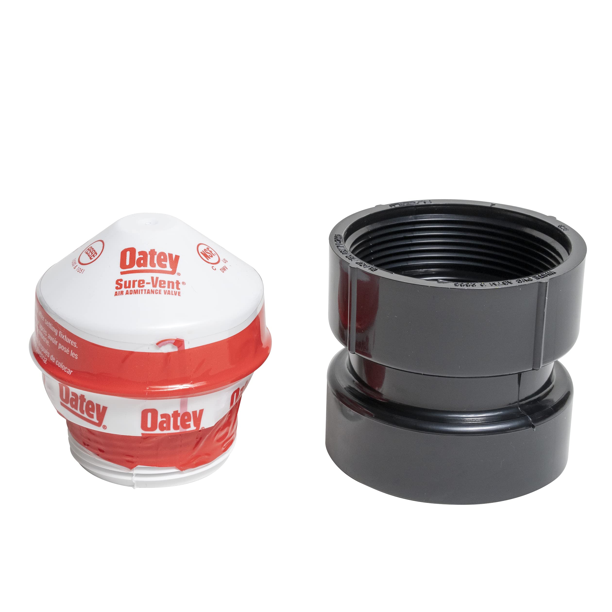 Oatey 1-1/2 in. Air Admittance Valve with 2 in. ABS Adapter in Black - 39019