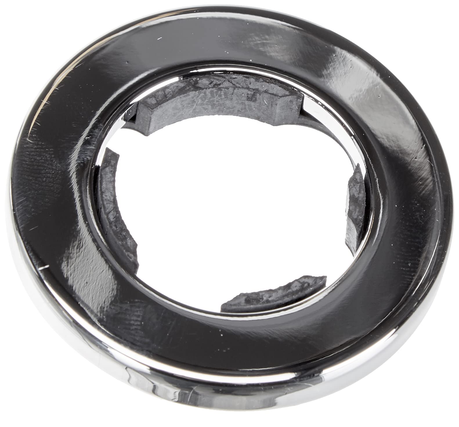 Grohe chrome escutcheon repair part with polished finish and circular opening for pipe installation.