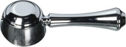 Chrome metal lever handle with rounded knob and tapered shaft for kitchen faucet.