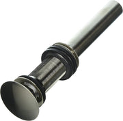 Satin nickel round drain strainer with threaded stem and coiled spring insert for sink installation.