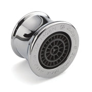 Chrome faucet aerator with female thread connection and black internal mesh screen, model number 101964.