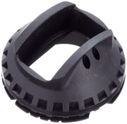 Black plastic temperature limiter cartridge with square opening, two holes, and ribbed edges for Grohe faucets.