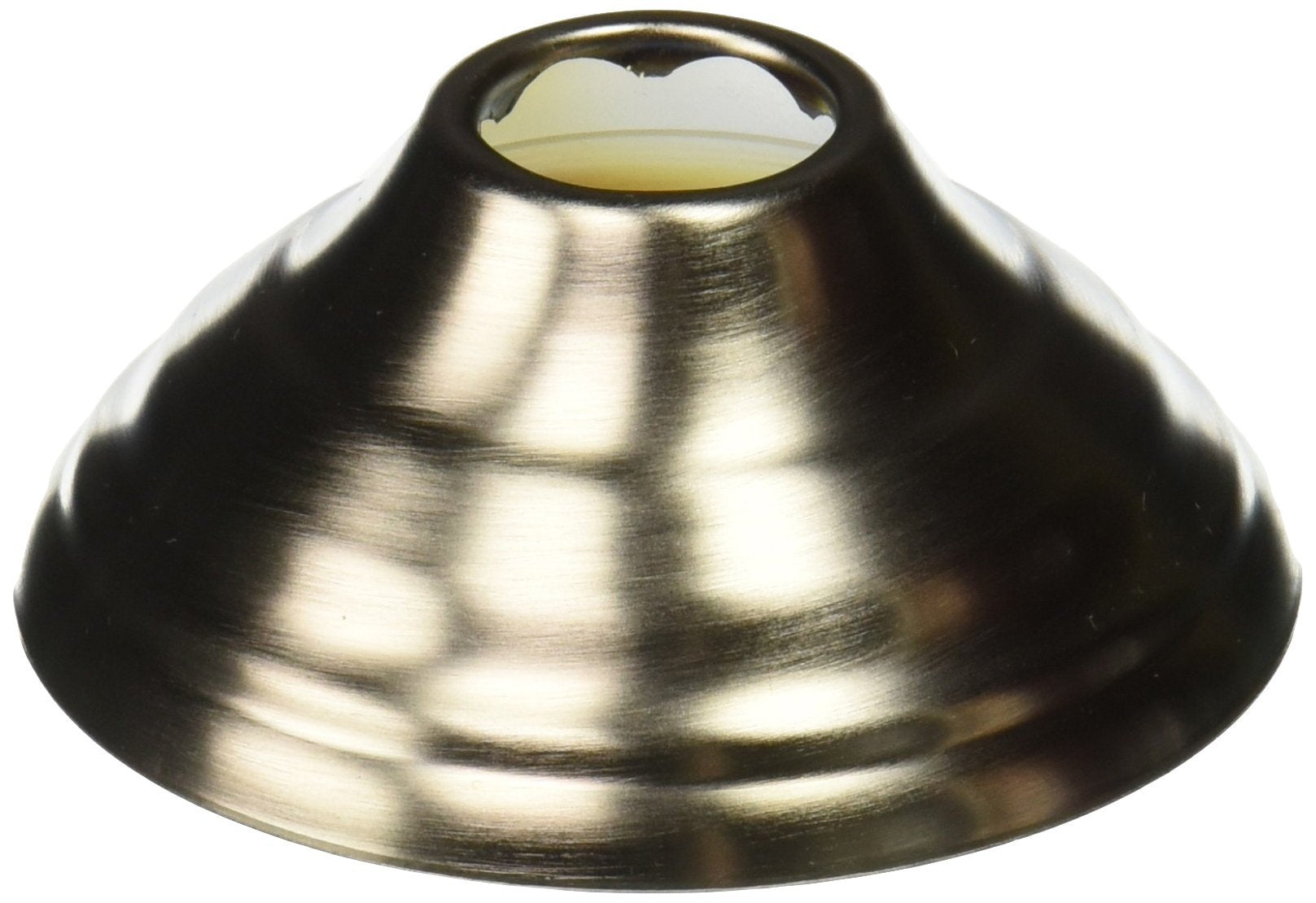 Stainless steel dome-shaped shower flange with brushed finish and center opening.