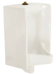 Cotton white ceramic washout urinal with top-mounted brass flush valve and integral trap.