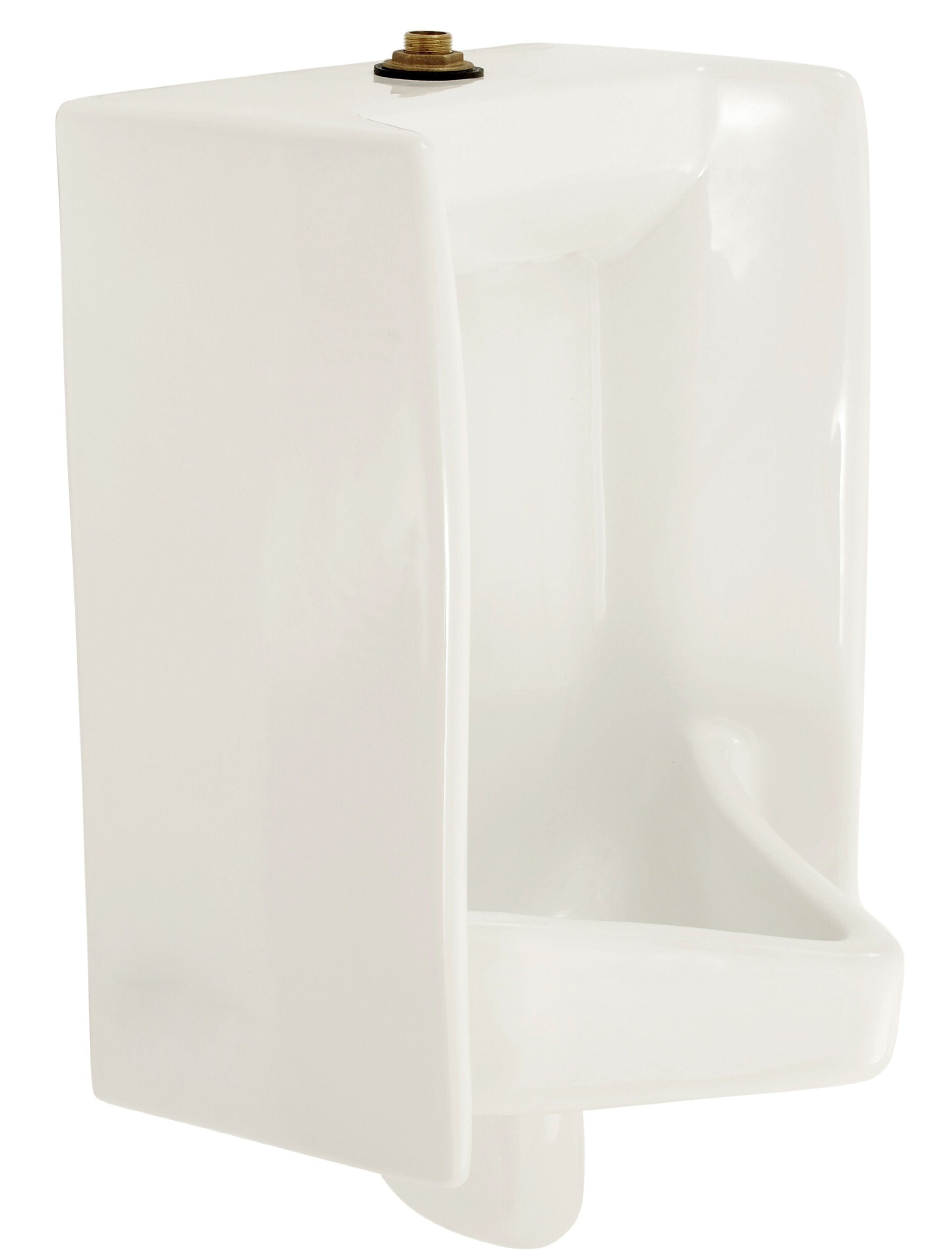 Cotton white ceramic washout urinal with top-mounted brass flush valve and integral trap.