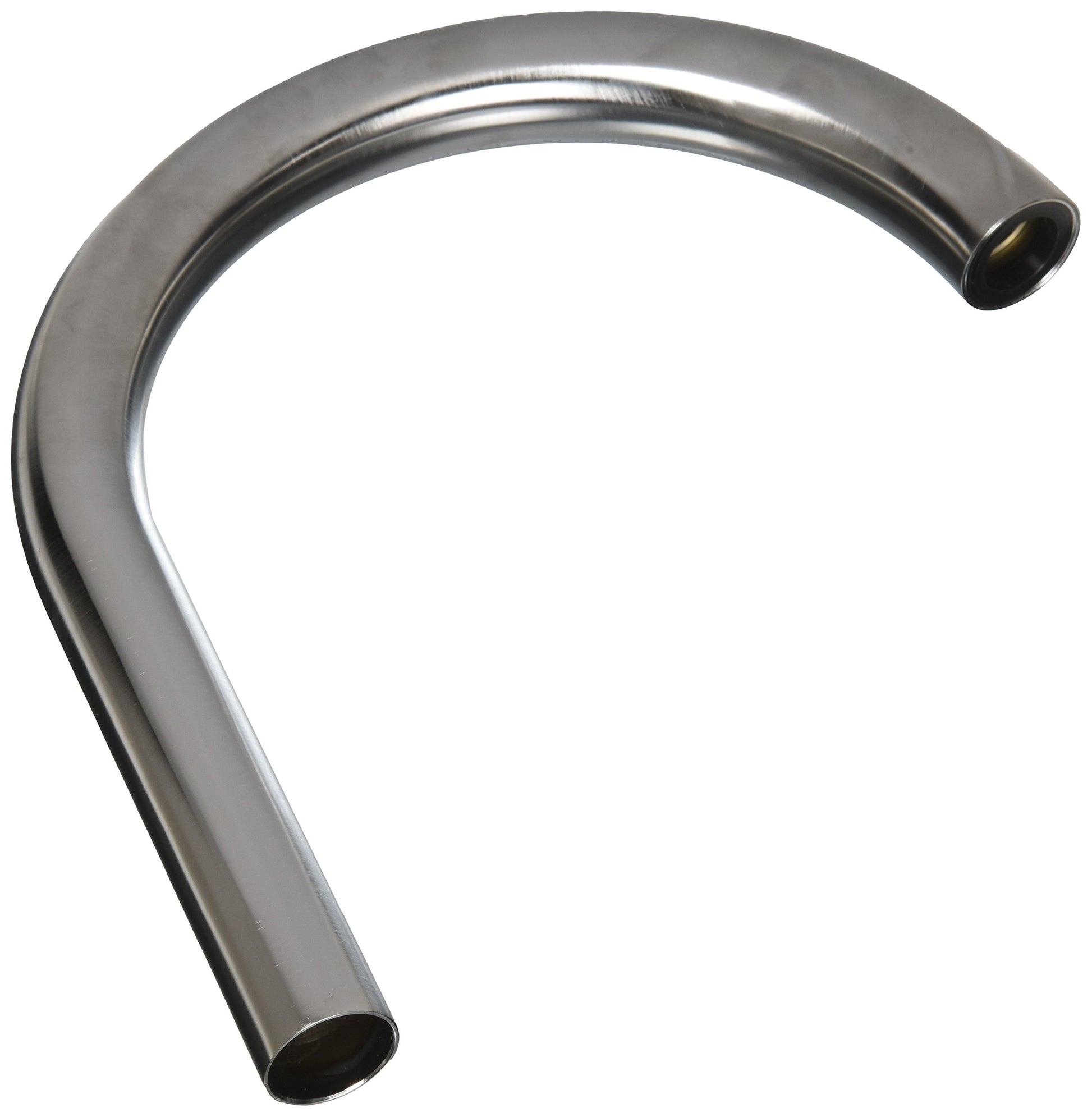 Curved stainless steel kitchen faucet spout assembly with angled aerator outlet in Arctic finish.