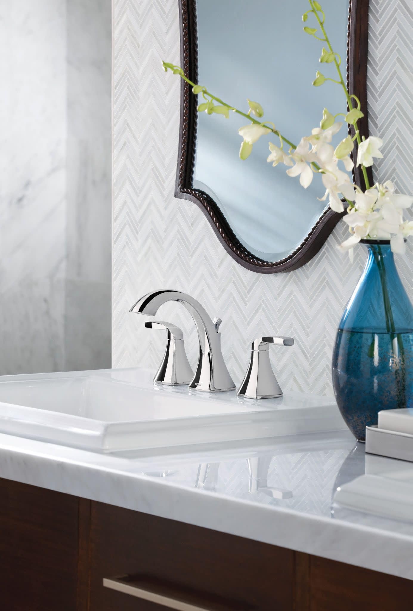Moen Voss Two Handle Adjustable Widespread Bathroom Faucet Trim Kit in Chrome - T6905