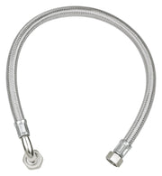 Chrome braided connection tube with threaded fittings on each end.