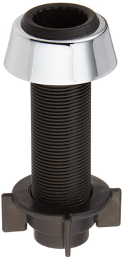 Chrome and black spray support assembly with threaded shaft and rubber gasket ring.