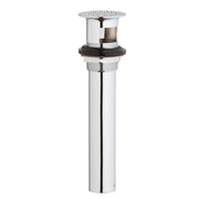 Chrome lavatory grid drain with overflow and black rubber seal for sink installation.