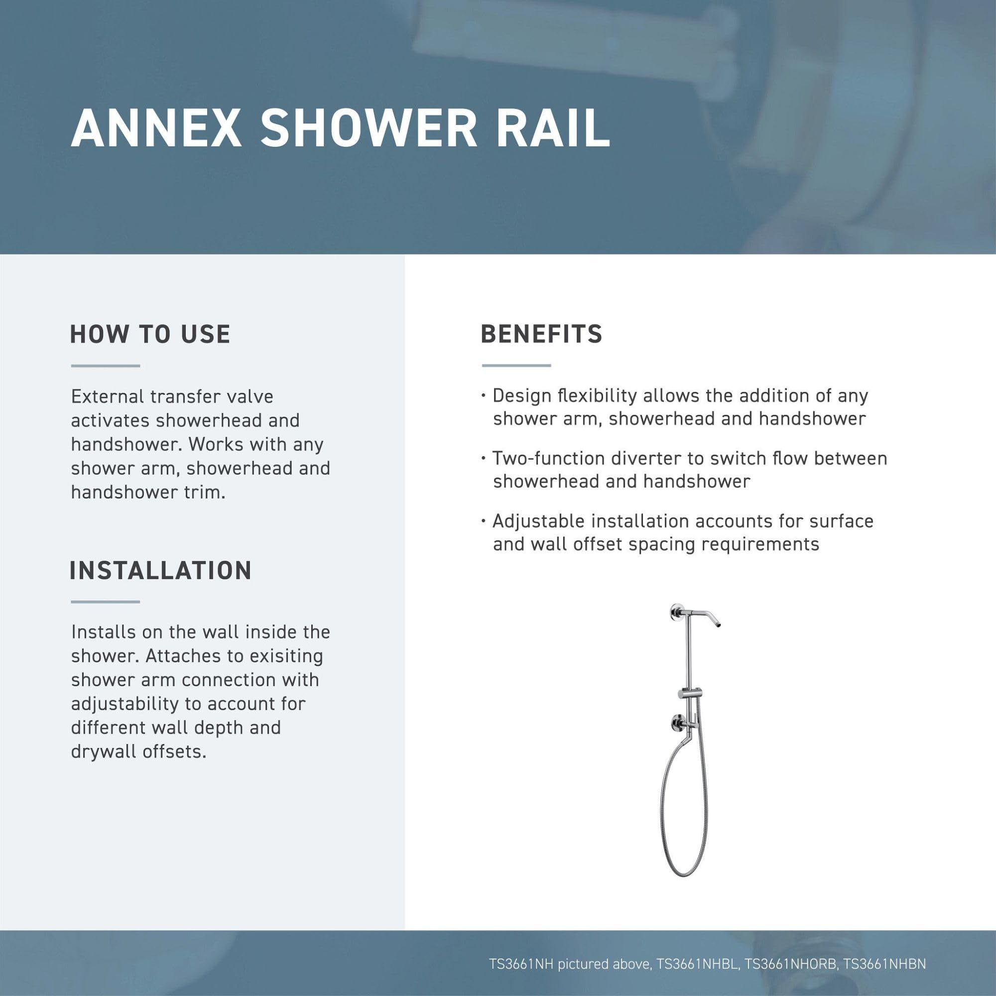 Moen Annex Shower Slidebar and Shower Hose System Trim in Brushed Nickel - TS3661NHBN