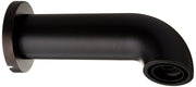 Dark bronze curved tub spout with round wall flange and angled discharge opening.