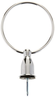Chrome towel ring with circular design and wall-mounted bracket attachment.