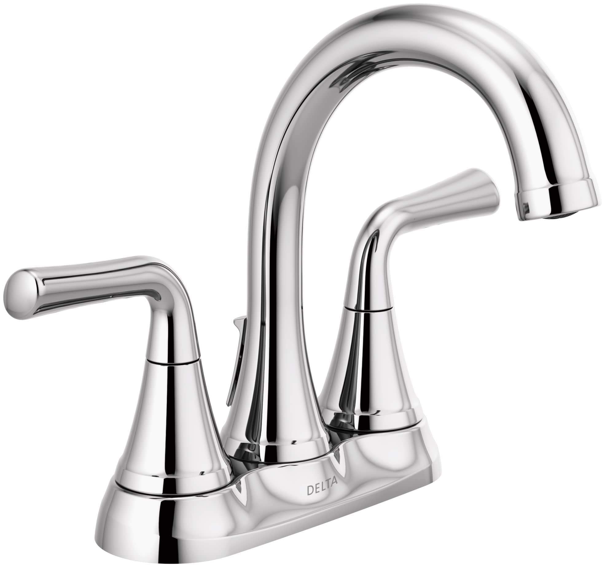 Delta Kayra Two Handle Centerset Bathroom Faucet with Metal Drain & Pop Up