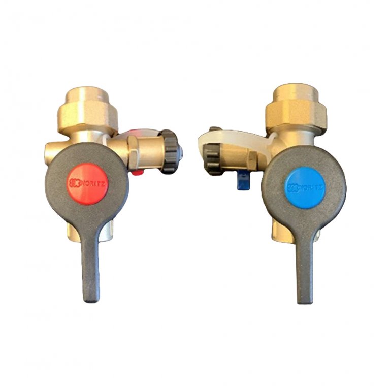 Noritz Lead-Free 1 Inch Threaded Isolation Valve Kit with 2.7M BTU Pressure Relief Valve