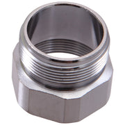 Chrome-finished metal bonnet with threaded interior and hexagonal base fitting.