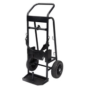 Black Milwaukee breaker cart with push handle, wheels, and straps for transporting equipment.