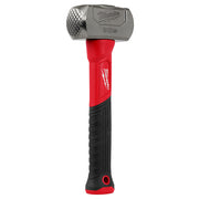 Milwaukee 3lb drilling hammer with gray metal head, red grip section, and black ribbed handle.