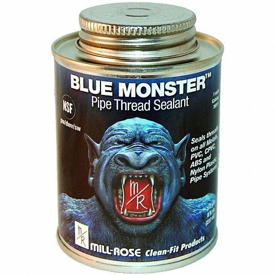 Blue Monster Pipe Thread Sealant in 8oz metal can with blue monster graphic and metal screw-on cap.