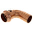 Copper 90-degree street elbow fitting with press connection on one end and female threaded connection on other end.