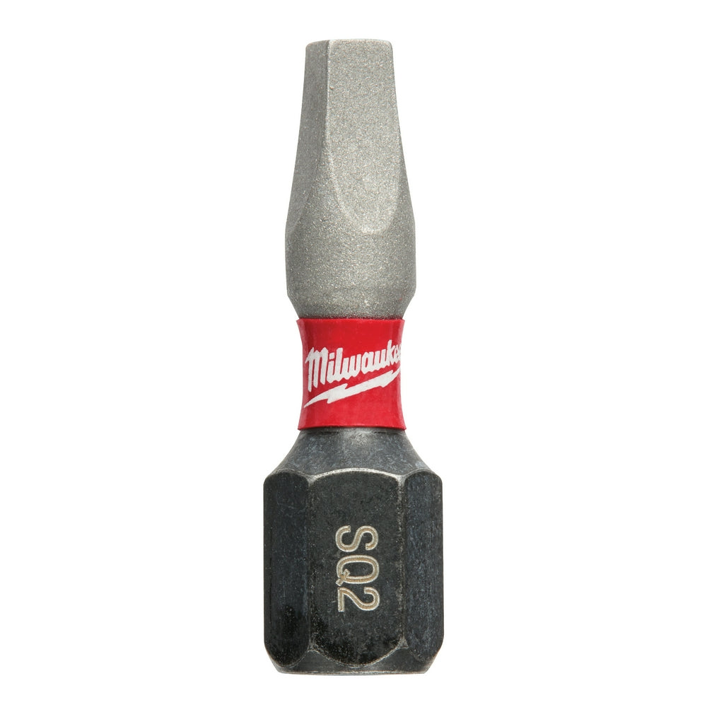 Milwaukee #1 square recess insert bit with red band and gray conical tip.