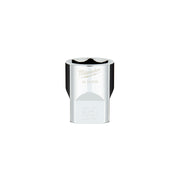 Milwaukee 23MM 6-point socket with 1/2 inch drive and four flat sides, silver and black metal construction.