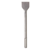 Gray metal SDS-Max scaling chisel with wide flat blade and cylindrical shaft.
