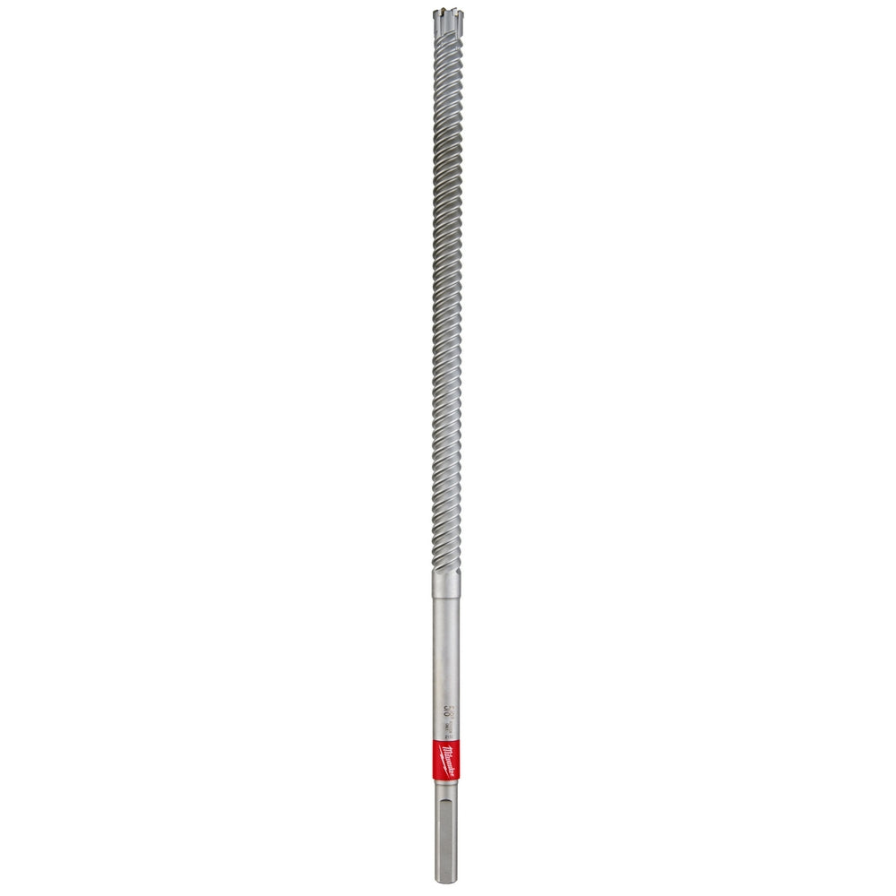 Milwaukee straight shank rebar cutter with fluted metal shaft and red band marking near the base.