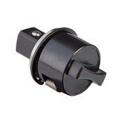 Black metal ratchet shift knob assembly with cylindrical body and lever grip mechanism for 3/8" drive.