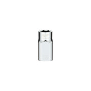 Milwaukee 12mm metric 6-point socket with 1/2 inch drive and four flat sides, chrome finish.