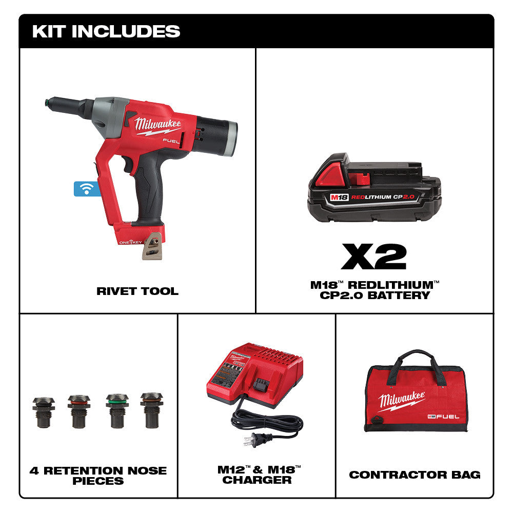 Milwaukee 2660-22CT M18 FUEL 1/4" Blind Rivet Tool w/ ONE-KEY Kit