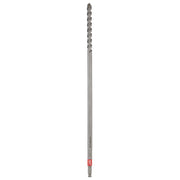 Milwaukee Shockwave 11/16" x 22" fiberglass drill bit with spiral flutes and red band near shaft end.