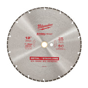 12-inch Milwaukee STEELHEAD diamond cut-off blade with segmented edge and center arbor hole for metal and stainless steel cut