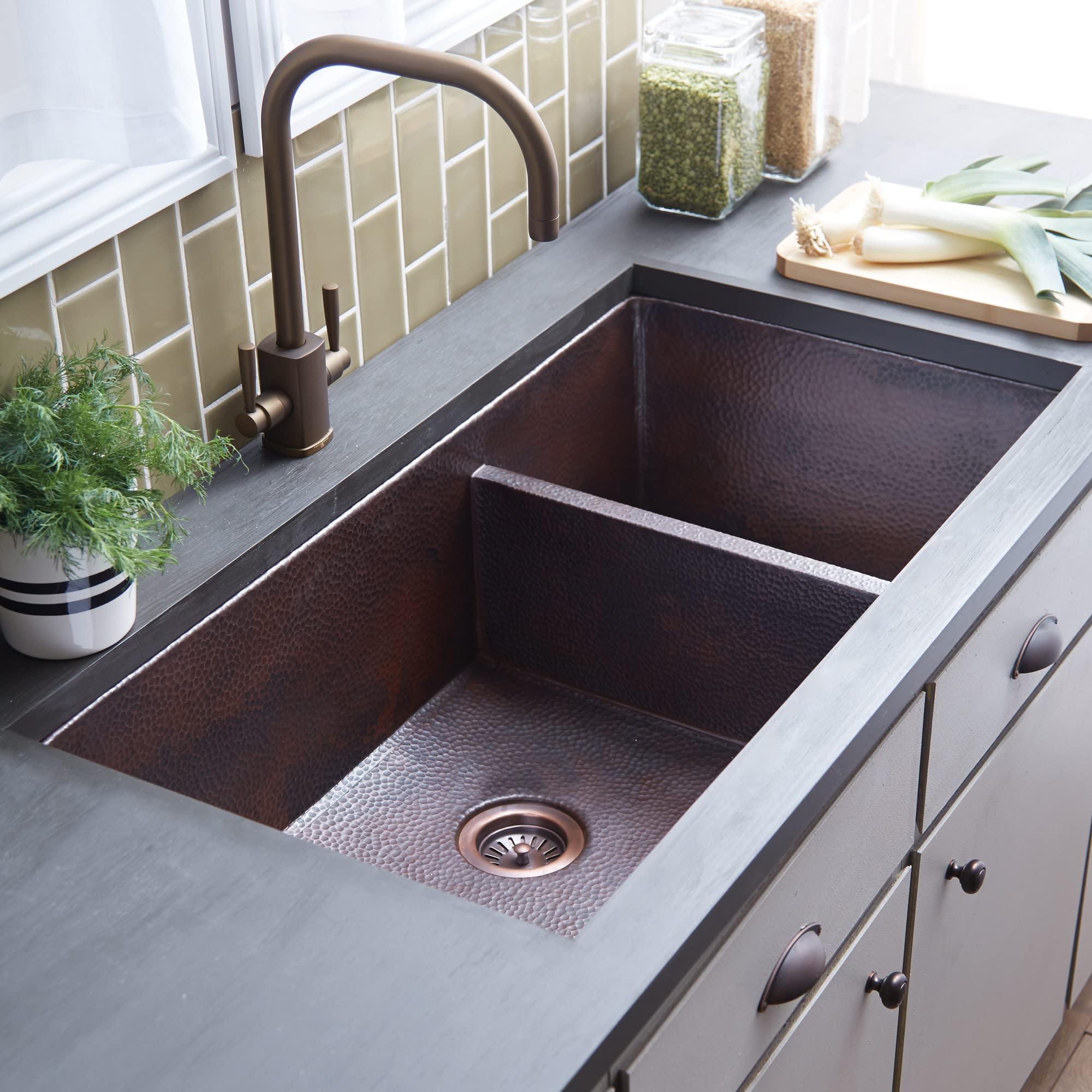 Native Trails CPK277 Cocina Duet Pro Copper Kitchen Sink: Antique Copper