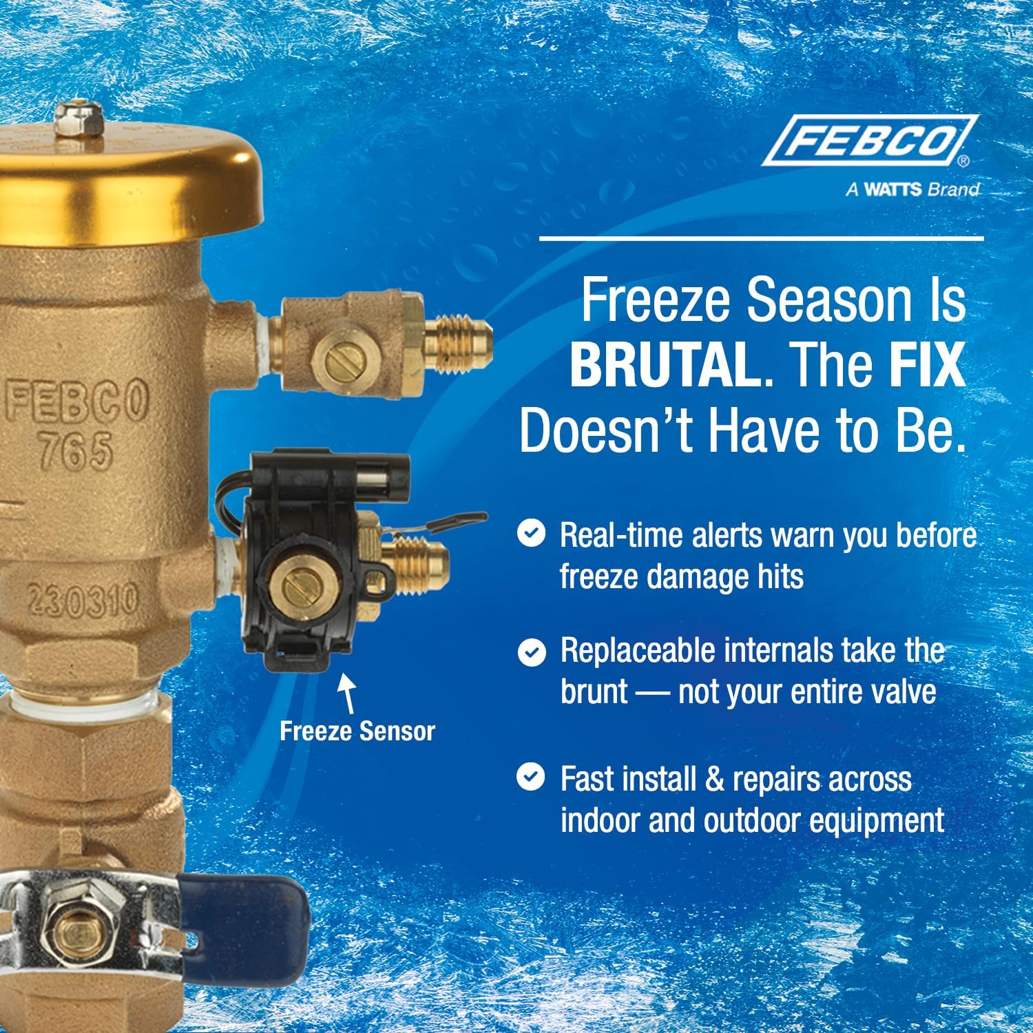 FEBCO T765FBV Pressure Vacuum Breaker 1-1/4 Inch Bronze Freeze Sensor
